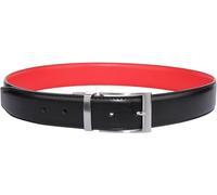 JUSTINREESS ENGLAND Gabriel Men’s Genuine Leather Reversible Belt 3.2cm (1.25"), Leather Casual 2 Sides Belts with Anti-Scratch Zinc-Alloy Adjustable Buckle (Black Red, 42)