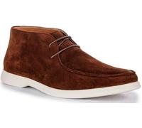 JUSTINREESS ENGLAND Grant One Piece Lace Up Soft Chukka Men's Suede Leather Chelsea Boots (Brown Suede, UK 10)
