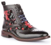 JUSTINREESS ENGLAND Hi Kennedy W Women's Butterfly Print Brogue Boot Ankle Boots (Black, Size 5)