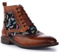 JUSTINREESS ENGLAND Hi Kennedy W Women's Butterfly Print Brogue Boot Ankle Boots (Brown, Size 5)