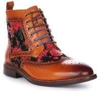 JUSTINREESS ENGLAND Hi Kennedy W Women's Rose Print Brogue Boot Ankle Boots (Brown, UK 7)