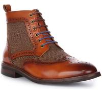 JUSTINREESS ENGLAND Hi Kennedy W Women's Tweed Combo Boot With Zip Ankle Boots (Brown, Size 3)