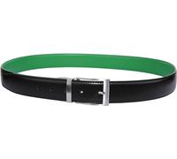 JUSTINREESS ENGLAND Juan Men’s Genuine Leather Reversible Belt 3.2cm (1.25"), Leather Casual 2 Sides Belts with Anti-Scratch Zinc-Alloy Adjustable Buckle (Black Green,40)