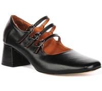 JUSTINREESS ENGLAND Kate 2 Women's Three Buck Strap Mj Shoes Mid Heel (1.5-3") (Black, UK 3)