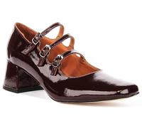 JUSTINREESS ENGLAND Kate 2 Women's Three Buck Strap Mj Shoes Mid Heel (1.5-3") (Red Patent, UK 3)