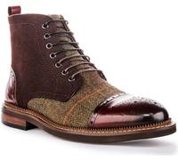 JUSTINREESS ENGLAND Lennox Men's Brouge Fabric Lace Up Boots Ankle Boots (Wine, UK 11)