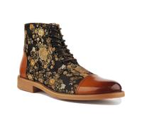 JUSTINREESS ENGLAND Men's 'Adam Floral' Leather Ankle Boots in Brown | Size: 10 JUSTINREESS ENGLAND Brown 10