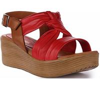 JUSTINREESS ENGLAND Raya Women's Wedge Knotted Open Toe Comfort Sandals (Red, UK 8)