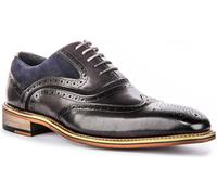 JUSTINREESS ENGLAND Roman Men's Burnished Leather Brogue Shoes, Brown with Blue Highlights, Lace Up
