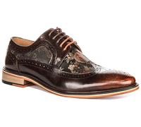 JUSTINREESS ENGLAND Ross Men's Leather Lace Up Floral Brogue Shoes, Stylish Design with Premium Comfort (Dark Brown, UK 8)