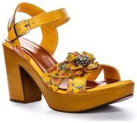 JUSTINREESS ENGLAND Sunny Women's 3.5IN Open Heel Floral Buckle Heel Shoes (Yellow, UK 6)