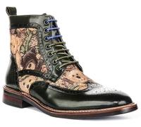 JUSTINREESS ENGLAND Teddy Hi Men's Smart Bear Print Brogue Bt Ankle Boots (Green, UK 12)