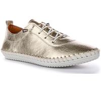 JUSTINREESS ENGLAND Womens Slip On Soft Leather Plimsoll Trainers, Ladies Everyday Comfort Plimsole Shoes (Gold, UK 3)