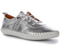 JUSTINREESS ENGLAND Womens Slip On Soft Leather Plimsoll Trainers, Ladies Everyday Comfort Plimsole Shoes (Silver, UK 7)