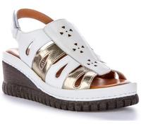 JUSTINREESS ENGLAND Zoey Sf Women's Low Wedge Cross Open Toe Strap Wedges (Beige, UK 8)