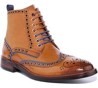 JUSTINREESS Gary Men's Two Toned Lace Up Leather Ankle Boot With Side Zip (Brown, 11 UK)