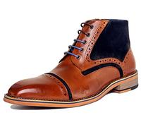 JUSTINREESS Hi Dennis Men's Two Toned Lace Up Suede Leather Brogue Ankle Boots (Brown Blue, 10 UK)