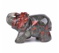 Justinstones Carved Natural African Bloodstone Gemstone Elephant Healing Guardian Statue Figurine Crafts 2 inch