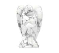 Justinstones Carved White Howlite Gemstone Peace Angel Pocket Guardian AngelHealing Statue 2 inch