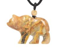 Justinstones Gemstone Carved Cute 47mm Flatback Polar Bear Animal Pendant Necklace 22 Inch, Stone, Agate