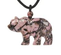 Justinstones Gemstone Carved Cute 47mm Flatback Polar Bear Animal Pendant Necklace 22 Inch, Stone, Agate