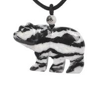 Justinstones Gemstone Carved Cute 47mm Flatback Polar Bear Animal Pendant Necklace 22 Inch, Stone, Agate