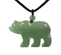 Justinstones Gemstone Carved Cute 47mm Flatback Polar Bear Animal Pendant Necklace 22 Inch, Stone, Aventurine