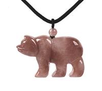 Justinstones Gemstone Carved Cute 47mm Flatback Polar Bear Animal Pendant Necklace 22 Inch, Stone, Quartz