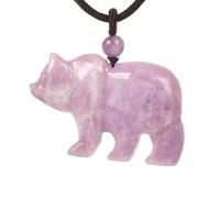 Justinstones Gemstone Carved Cute 47mm Flatback Polar Bear Animal Pendant Necklace 22 Inch, Stone, Quartz