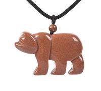 Justinstones Gemstone Carved Cute 47mm Flatback Polar Bear Animal Pendant Necklace 22 Inch, Stone, Quartz