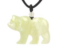 Justinstones Gemstone Carved Cute 47mm Flatback Polar Bear Animal Pendant Necklace 22 Inch, Stone, Quartz