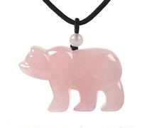 Justinstones Gemstone Carved Cute 47mm Flatback Polar Bear Animal Pendant Necklace 22 Inch, Stone, Quartz