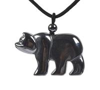 Justinstones Gemstone Carved Cute 47mm Flatback Polar Bear Animal Pendant Necklace 22 Inch, Stone, Quartz