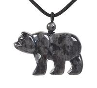 Justinstones Gemstone Carved Cute 47mm Flatback Polar Bear Animal Pendant Necklace 22 Inch, Stone, Quartz