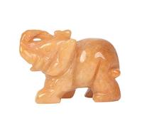 Justinstones Gemstone Elephant Yellow Jade Crystal Animal Totem Spirit Stone Figurine 2 inch