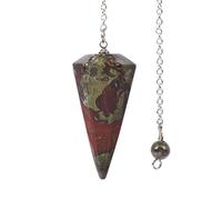 Justinstones Gemstone Rock Crystal Hexagonal Pointed Reiki Chakra Pendant Pendulum, 1.5 inches (Tall) x 0.7 inches (Widest), Stone, Jasper