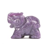Justinstones Lepidolite Lithium Mica Elephant Figurine Office Decor Reiki Chakra Crystal Healing Guardian Desk Decoration Stone Crafts Gemstone Collectible 1.6 inch