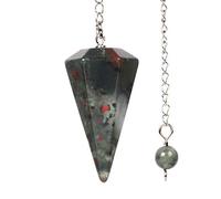 Justinstones Natural African Bloodstone Gemstone Rock Crystal Hexagonal Pointed Reiki Chakra Pendant Pendulum