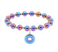 Justinstones Natural Gemstone Semi Precious Healing Reiki Donut Charm 8mm Round Bead Stretch Bracelet 6.5 inch, 8 mm, Stone, no gemstone