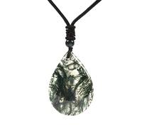 Justinstones Natural Moss Agate Multiple Shapes Freeform Beads Pendant Hand Weaving Cord Necklace Adjustable Braided Cord Necklace 18 to 28 Inch, Stone, Agate