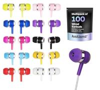 JustJamz 100x Multipack of Colorful in-Ear Earbuds | Bulk Earbuds Marbles, Wholesale Colorful Earphones, Disposable Earbuds, Headphones in Bulk, Jack Headphones, for Kids & Adults, Assorted Colors