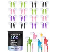 JustJamz Bulk Earbuds Jelly Roll | 100 Pack of Colorful in-Ear Earbuds, Wired Earphones for Smartphones & Laptop, Disposable Headphones for Kids & Adults, Assorted Colors