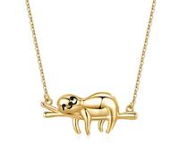 JUSTKIDSTOY Sloth Necklace Sterling Silver “Slow Down Be Happy” Slider Sloths Stuffed Animal Pendant Jewelry Charm Gifts for Women, Sterling Silver