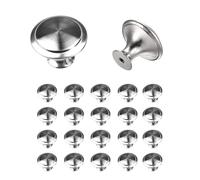 JUSTMAE 20 PCS Cabinet Knobs, Stainless Steel Round Mushroom Drawer Knobs Cupboard Small Sliding Door Drawer Handles with Screws for Kitchen Wardrobes Bathroom Home Decorating - 30mm (Silver)