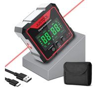 JUSTOOL Digital Angle Finder with Laser, Level Box with 4-Side Magnet, USB-C Rechargeable Angle Finder Gauge & Inclinometer, High Precision ±0.1° for Carpentry Building Masonry and Automotive Alignmen
