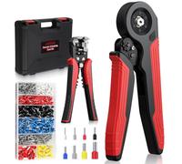 JUSTOOL Ferrule Crimping Tool Set 0.5-10 mm² (AWG 22-7) with 1200 Terminals | Hexagonal Crimping Pliers with Wire Stripper, 8 Types Connectors & Portable Toolbox for Auto Wiring DIY Electrical Repair