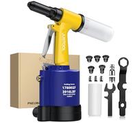 JUSTOOL Pneumatic Air Hydraulic Riveter 2.4-6.4mm 3/16" 3/32" 1/4" 1/8" 5/32" Capacity 1780KGF Pulling Force Pop Riveter Air Rivet Gun for DIY Automotive Use
