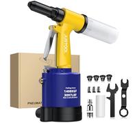 JUSTOOL Pneumatic Air Rivet Gun 1408KGF Pop Riveter Tool with 4 Nozzles | Heavy Duty Hydraulic Air Rivet Gun Pop Rivet Gun 2.4mm/3.2mm/4.0mm/4.8mm, 3/32" 1/8" 5/32" 3/16" for Auto DIY Industrial