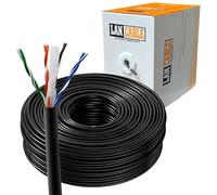 JUSTOP 100M CAT6 Cable Reel AWG23 Ethernet LAN UTP Roll Bulk CAT 6 CCA Cable, Indoor & Outdoor External Grade PE Jacket - 330ft Networking Cable (Black)