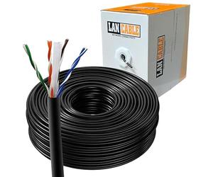 JUSTOP 100M CAT6 Cable Reel AWG23 Ethernet LAN UTP Roll Bulk CAT 6 CCA Cable, Indoor & Outdoor External Grade PE Jacket - 330ft Networking Cable (Black)